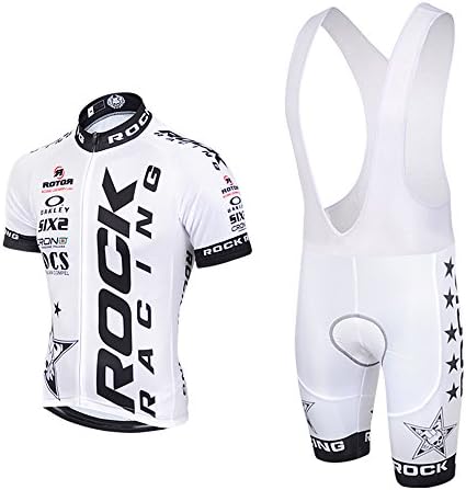 Cycling Jersey Set Bike Bicycle Shirts Top with Bib Shorts Set Breathable Quick Dry 2XL