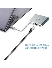Hub USB C, RDII 6 en 1 tipo C con Ethernet, USB C a 4K HDMI o USB C a VGA, 2 puertos USB 3.0 y un puerto de carga USB-C PD, para dispositivos Mac Pro, Dell XPS más tipo C