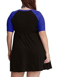 Imysty - Vestido de mujer con cuello redondo y cuello redondo