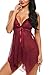Avidlove Women's Sexy Lace Lingerie Babydoll V Neck Nightwear Sleepwear Strap Chemises Wine Red XX-Large