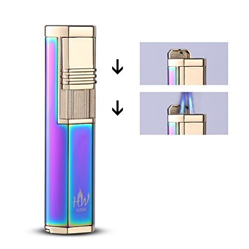 HUOWA Dual Jets Torch Cigar Lighter with a Cigar Punch Cutter, Butane Gas Fuel Refillable Windproof Cigarette Lighter (Colorful) - Thumbnail 4