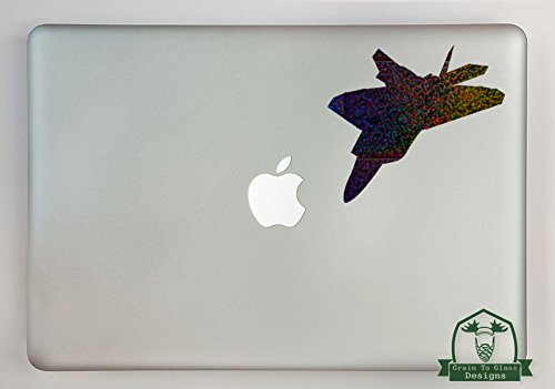 F-22 Raptor Airplane Specialty Vinyl Decal Sized To Fit A 15" Laptop - Galaxy Metal Flake