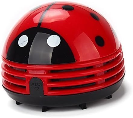 Chofit Adorable Mini Desk Cleaner, Portable Beetle Vacuum Cleaner Crumb Sweeper Desk Hoover Mini Hoover (Red) - Image 4
