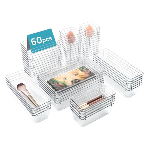 Vtopmart 60er Set Schubladen Organizer, 4 Größen für Makeup, Bad, Büro