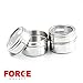 FORCE MAGNET Upgraded LIDS - 12 Magnetic Spice Tins, 128 Custom Awesome Spice Labels, Free Pen Round Storage Spice Jars Set of 12, Clear Top Lid, Real Stainless Steel