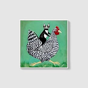 Framed Canvas Wall Art for Living Room, Bedroom Whimsical Animal Illustration VI Canvas Prints for Home Decoration Ready to Hang - 16x16 inches