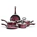 Ecolution 8-Piece Non-Stick Cookware Set, Features Silicone Handles & Tempered Glass, Steam Vented Lids, Red