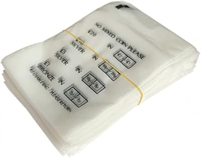 Money Bags Clear Plastic Coin Bank Bags for Cash Sorting 25 Pack