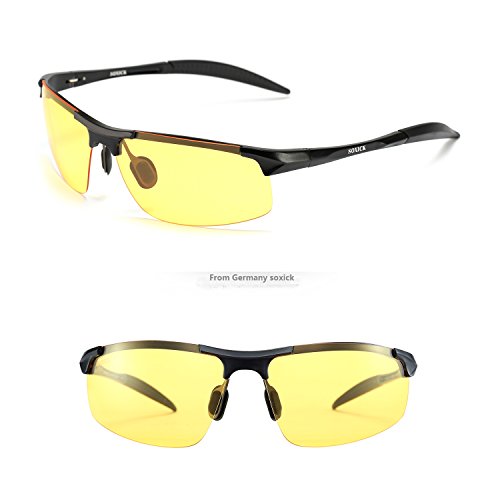 SOXICK HD Polarized Night Driving Glasses Anti Glare Safety Glasses (Black1)