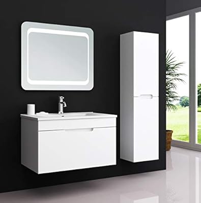 Oimex Kimia 60 Cm Badmobel Set Mit Led Spiegel 1x Seitenschrank Hochglanz Weiss Badezimmer Set Mit Viel Stauraum Led Waschtisch Keramik Waschbecken Amazon De Kuche Haushalt