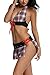Avidlove Women Sexy Schoolgirl Lingerie Role Play Plaid Pleated Skirt Red