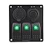 IZTOSS 3 Gang Rocker Switch Panel with Power Socket 3.1A Dual USB Wiring Kits and Decal Sticker Labels DC12V/24V for Marine Boat Car Rv Vehicles Truck Green led