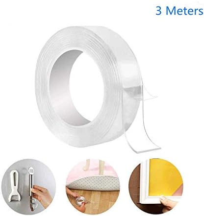 Magic Adhesive Tape, 9.84ft Double Sided No-Trace Removable Glue Tape Multipurpose Strong Gel Anti-Slip Fixed Adhesive, Transparent