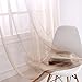 Bermino Faux Linen Sheer Curtains Voile Grommet Semi Sheer Curtains for Bedroom Living Room Set of 2 Curtain Panels 54 x 84 inch Light Brown Gradient