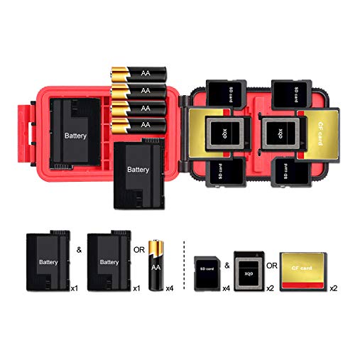 Professional Memory Card Case Water-Resistant Anti-Shock SD XQD CF Compact Flash Camera Battery AA | Media Storage Holder Organizer Photography Accessories - Thumbnail 2