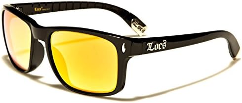 New Locs Classic Wayfarer Style - Quality Black Frame with Mirror Lenses - SDK SUNGLASSES - 100% UV400 UVA UVB Protection - Men Women Unisex - Stylish New Look Modern Shades