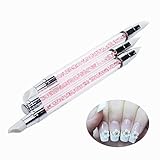 BTArtbox 3Pcs/Set GEL Nail Art Silicone Head Carving Pen Brushes Nail Brush Pencil With Rhinestone Acrylic Handle,Taper point, Angle chiset ,Flate Chiset .ect