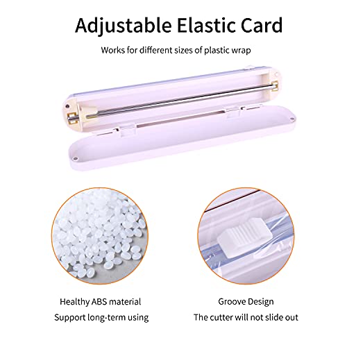 Lupekabe Wrap Dispenser with Slide Cutter, Food Wrap Cutter, Reusable Cling Film Cutter Dispenser Double Elastic Buckle Adjustable Length for Aluminum foil, Cling Film