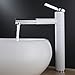 Fapully Contemporary Bathroom Sink Faucet with Rotating Spout 11.8 inch Tall Vessel Sink Faucet,Chrome & White