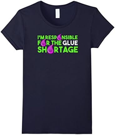 Womens Girl's Funny Slime Shirt Glue Shortage Small Navy