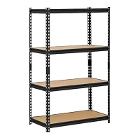 Muscle Rack URWM364BLK Black Steel Storage Rack, 4 Adjustable Shelves, 2000 lb. Capacity, 60" Height x 36" Width x 18" Depth