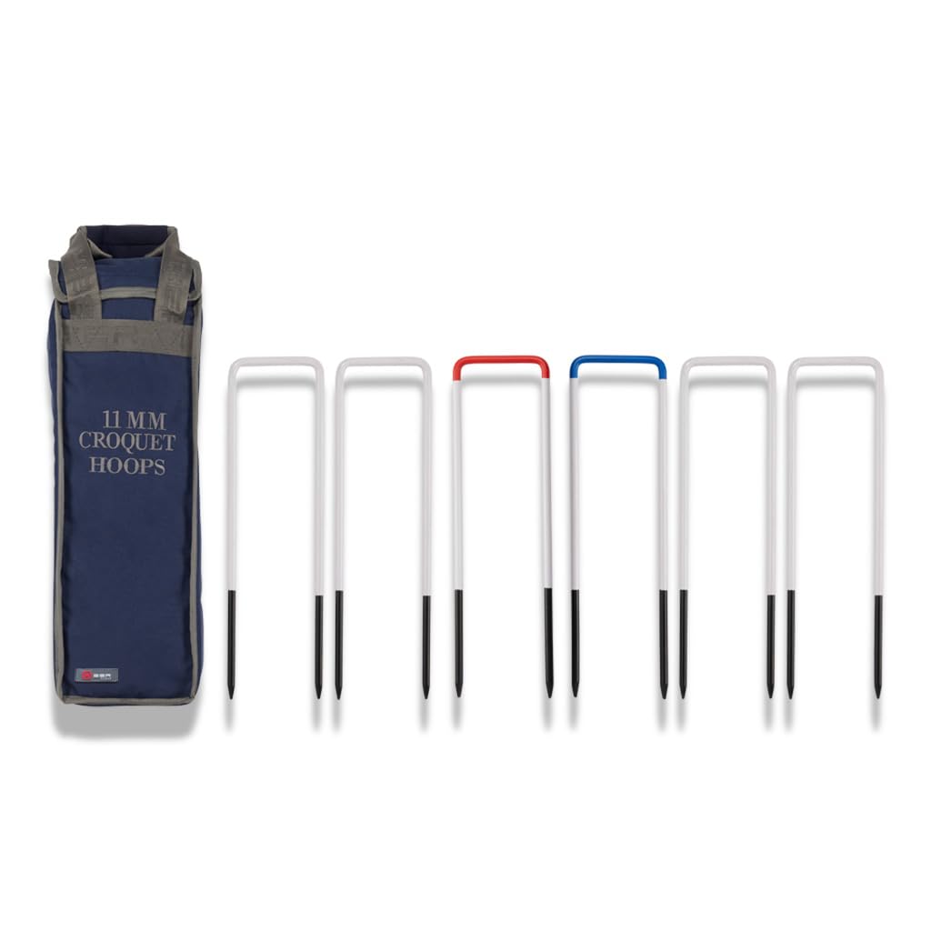 Uber Games Croquet Hoops - 11mm. Set of 6 Steel Croquet hoops with Canvas Storage Bag.