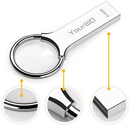 Metal USB 2.0 Flash Drive 64GB Silver (H0264) - Keychain Design