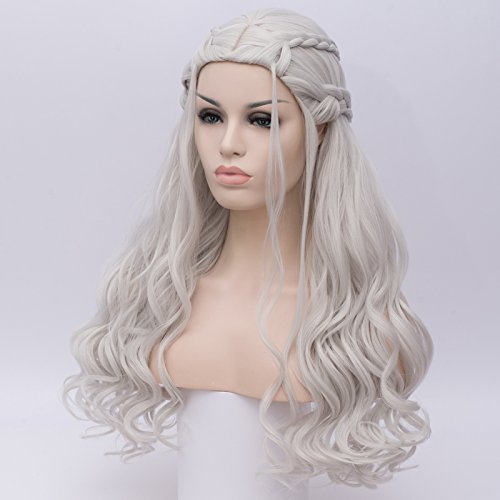 LightInTheBox Game of Thrones Daenerys Targaryen Cosplay Wig Braided Silver White Light Golden Long Curly Synthetic Hair Wigs (Silver)