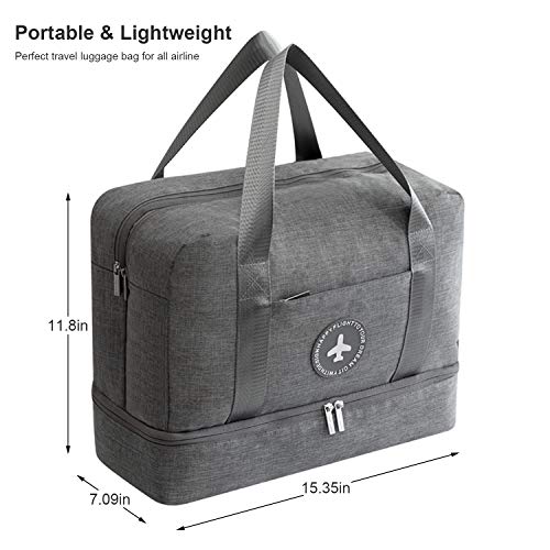 DTNO.I Sports Gym Bag, Packable Travel Duffel Bag with Wet Pocket & Shoes Compartment, Lightweight Travel Luggage Bag Gym Duffle Bag for Men and Women(Grey)