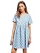 MAKEMECHIC Women's Loose Polka Dot Short Sleeve A-line Babydoll Dress #Blue L