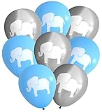 Nerdy Words Elephant Balloons (16 pcs) (Grey & Blue)