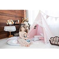 cozydots Indian Teepee Play Tent for Children Aged 3-7 Years, 59 inch high, Ideal for Creative Fun for Girl, Indian Adventure Tent, Handmade in EU (Pink)