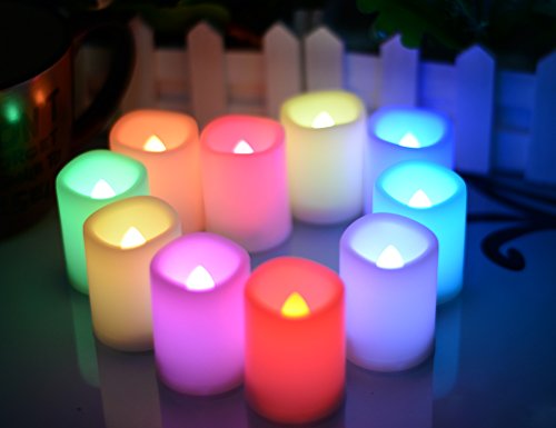 Colored Flameless Candles with Timer and Remote Control - SWEETIME Color Changing Led Tea Lights Candles, Battery Operated Votive Candles for Halloween & Party Decor,1.5"x 2",Set of 10.