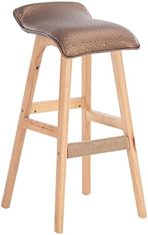 REVERIE Wooden Bar Stools, Set of 2 Indoor-Outdoor Counter polychrome Home Furniture Classic Streamlined Shape Footrest (PU-Leather-2er Set)