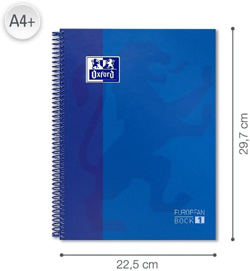 , Cuaderno A4, cuadricula 5x5, tapa extradura, microperforado, libreta A4 Europeanbook 1, color azul oscuro