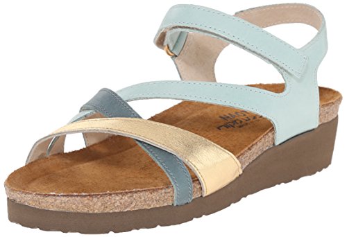NAOT Women's Sophia Wedge Sandal, Celadon Combo, 39 EU/8 M US
