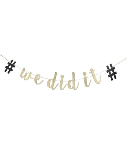 Gold Glitzer Banner „You Did It“ – Abschluss-Girlande Für Partys | Aus Karton, Wiederverwendbar