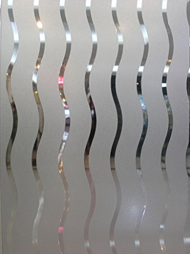 24-by-72-Inch Leyden Waves Stripes Non-Adhesive Frosted Glass Window Films