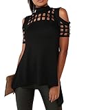 KUFV Womens Short Sleeve Off Shoulder Cutout Open Back Blouse Top T shirts