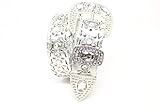 DF Bold Western Rhinestone Jewel Studded Cowgirl Belt Silver