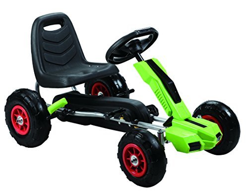 Vroom Rider Power Pedal Go-Kart Ride Ons with Pneumatic Tire, Green