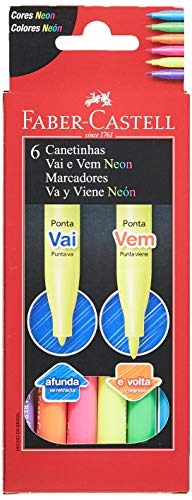 Faber Castell Caneta Hidrografica Vai E Vem 6cores Neon - Pacote com 12 Faber Castell, Multicor
