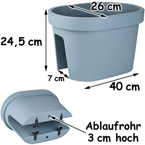 alles-meine.de GmbH Blumentöpfe - Modell & Farbwahl - 5 Stück Geländer Blumenkästen - schwarz - LANG - oval - 40 cm… – Bild 6