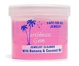 Caribbean Gem Banana & Coconut Oil Jewelry Cleaner 4 oz Jar. Safe for All Jewelry with Dipping Basket and Brush.