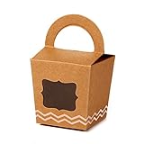 ONE MORE Single Cupcake Box Of Handle With PVC Window 24 Of Pack (Brown)