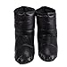 WIND HARD Winter Down Booties Socks Slippers Warm Soft Cozy for Outdoor Camping Sleeping Bag Indoor Down Filled Slipper Boots Ultralight 3 Size for Men Women (Black, M)