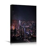 Canvas Wall Art Building Cityscape Cityscape Colorful Contemporary Multicolor Neon Photography Places - 12x18 inches