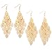 Set of 2 14K Gold Plated Large Dangling Leaf Tiered Long Women's Earrings