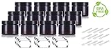 Amber PET Plastic (BPA Free) Refillable Low Profile Jar - 3 oz (12 pack) + Spatulas and Labels