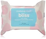 Bliss Makeup Melt  Oil-Free Makeup Remover Facial Wipes  Ultra-soft w/Chamomile  Safe for Sensitive Eyes & Contact Lens Wearers   Paraben Free, Cruelty Free  30 Count